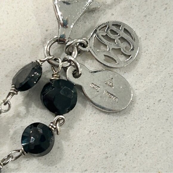 Whimsigoth Sterling Silver  Obsidian Bead Double Chain With Pendants Necklace - Picture 9 of 11